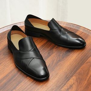 Botas de punta puntiaguda de cuero genuino negro con banda elástica, sin cordones, para oficina y carrera profesional, suela de goma, envío directo - Product Image 6