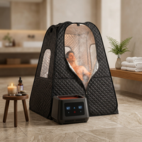 Tenda Sauna Uap Kering Bulat Motif Titik Dua Warna, Pod Sauna Portabel untuk Spa Rumah OEM