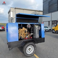 Compresseur d'air portable diesel à vis lubrifié certifié CE avec bloc compresseur pour l'industrie minière 160 CFM 13/14 bars