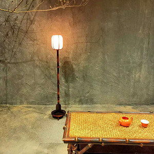 Bamboo Qige Chinese Zen Style Floor Lamp Yellow Shade LED Light Source Asian Design For Living Room Bedroom Dining Room - Product Image 4