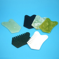 Jade Gua Sha peignes pierre de Massage peigne à cheveux Guasha grattage cuir chevelu peigne outil de Massage du visage outils de tête portables multifonctionnels