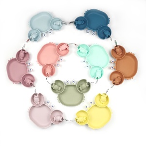 Ensemble de vaisselle pour bébé en silicone de qualité alimentaire sans BPA avec cuillère et fourchette <span class=keywords><strong>Kit</strong></span> <span class=keywords><strong>Bebe</strong></span> Plato Passe au micro-ondes et au lave-vaisselle Vaisselle non toxique - Product Image 4