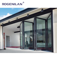 Porte pliante de véranda Rogenilan AS2047 CE résistante aux ouragans, en aluminium, triple vitrage, sécurisée, à double battant