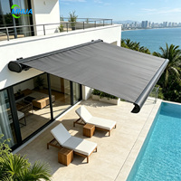 Auvent motorisé à cassette intégrale, rétraction automatique par vent, auvent rétractable imperméable avec télécommande pour jardin et hôtel