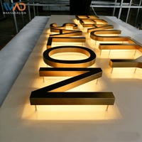Letras de Canal Metálicas con Retroiluminación LED 3D en Acero Inoxidable para Logotipos Empresariales, Señalización Interior de Hoteles y Resorts de Alta Gama, Personalizadas con Efecto Halo