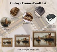 Tableau mural vintage encadré or Paysage marin Impression sur toile de bateaux à voile rétro Échantillons OEM ODM prêts en moins d'une journée