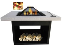 Maison jardin cheminée en bois traditionnelle Patio extérieur Grill Table carrée foyer avec barbecue Portable MGO et foyer en acier