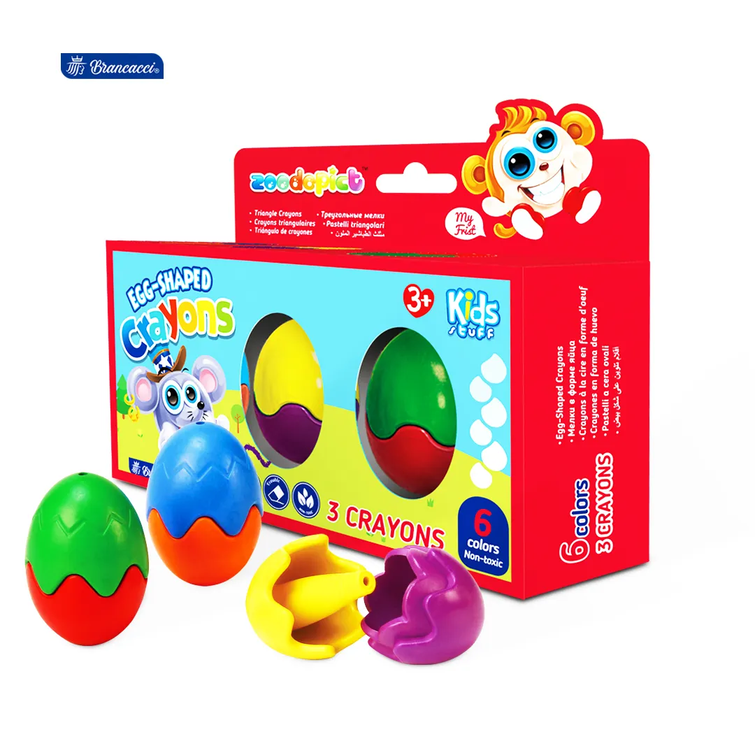 Brancacci xóa được có thể giặt 6 màu sắc bút chì màu sơn Nguồn cung cấp lắp ráp trứng hình dạng bút chì cho trẻ em văn phòng phẩm thiết lập