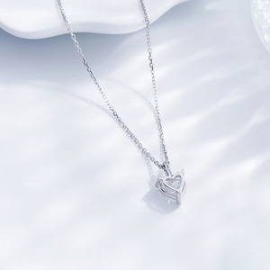 Collares y Colgantes Minimalistas de Cadena Fina con Diamantes Cultivados en Laboratorio de Platino Pt950, Corte Corazón, para Mujer - Product Image 3