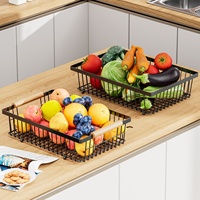 Organisateur de support de fruits en fil métallique de grande capacité Panier de fruits végétariens de comptoir avec cintres à bananes