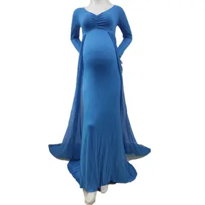 Long Sleeve Maternity Dresses Clothes For Pregnant Women Dress Lace Photo Shoot Costume Vestidos Evening Maxi Elegant Dress