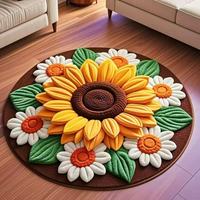 Tapis de sol absorbant antidérapant en caoutchouc 3D à motif floral, fabriqué à la machine, ensemble de tapis complémentaires pour salon