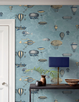 Papier peint vintage à l'effigie d'un ballon à air chaud, décoration murale personnalisée rétro steampunk, vaisseau volant, pour la décoration intérieure de la chambre d'enfant