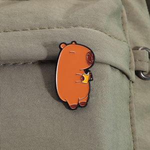 Tembel Capybara emaye Pin komik kahve hayvan broş yaka rozeti Chill arkadaşlar için sevimli karikatür takı hediyeler - Product Image 3