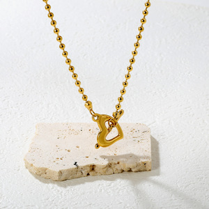 Collar con cierre en forma de T, de acero inoxidable chapado en oro de 18k, para mujer, colgante de moda. - Product Image 1