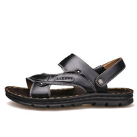 Nouvelle Collection Été Sandales en Cuir Véritable pour Hommes Chaussures de Plage Décontractées Tongs Antidérapantes Sandales Pieds Doubles Usages