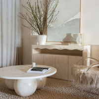 Table basse en marbre naturel SAIDKOCC, luxe avancé, modernité, rondeur, hôtel, salon, esthétique, base sphérique personnalisable