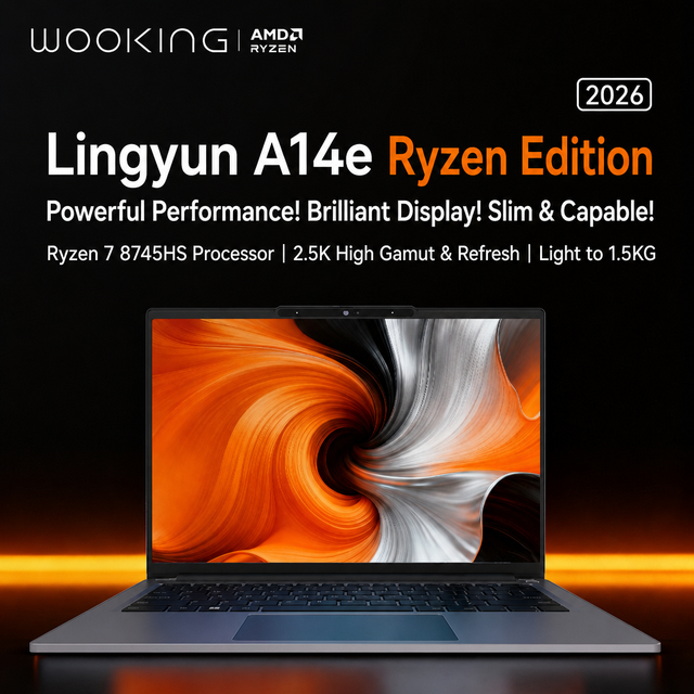 Wooking A14e 2026 8745HS 14.0" QHD SSD English Thin & Light High-Performance Laptop Student Laptop Brand New