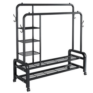 Séchoir en métal Double tige manteau et chapeau suspendu étagère de rangement ménage multicouche tissu organisateur de chaussures
