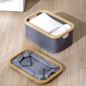 Folding Laundry <b>Basket</b> Gray 38x26x17 <b>Rectangle</b> Space Saving Clothing Organizer Bathroom <b>Storage</b> Bin - Product Image 2