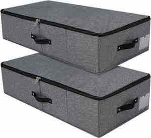 Caja de Almacenamiento Rectangular Plegable Moderna para Cama, con Soporte de Plástico, Asas, Tapa con Cremallera, Organizador, Contenedor de Almacenamiento para Mantas - Product Image 1