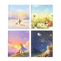 Carnet à couverture rigide illustrée, relié par fil, style étudiant, journal artistique pour filles