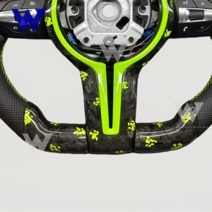 Volante in Fibra di Carbonio Forgiata Verde con Motivo, Adatto per <span class=keywords><strong>BMW</strong></span> F10 F30 F11 E90 E70 <span class=keywords><strong>E87</strong></span> E92 <span class=keywords><strong>F20</strong></span> F21 F31 F32 F07 F12 M3 M6 - Product Image 5