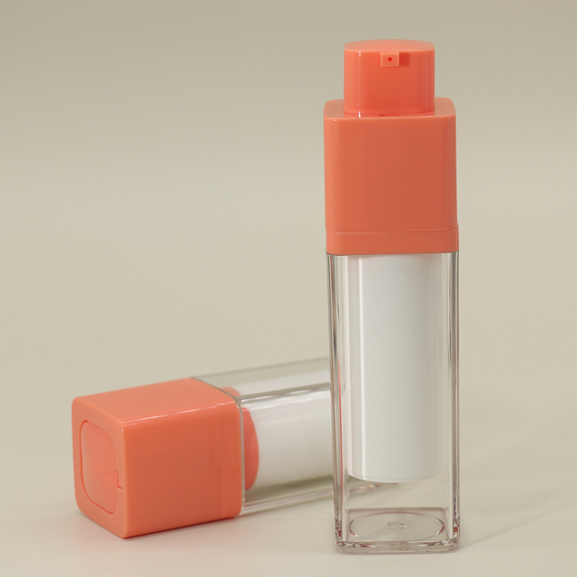 Wholesales Empty Skincare Twist up Lotion Pump Bottle Airless Bottle 15ml 30ml 50ml Serum Lotion Cream Square Pump Bottle