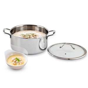 Stainless Steel Cooking <b>Pot</b> With Glass Lid And Stainless Steel Handles <b>For</b> Gas And <b>Induction</b> Stoves - Product Image 4