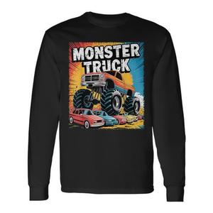 T-shirt à manches longues Monster Truck pour les fans, design Crushing Cars - Product Image 1