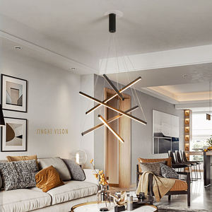 <b>Led</b> Linear Pendant <b>Light</b> Staircase living room Hanging <b>Modern</b> custom Chandelier for high <b>ceiling</b> hotel home - Product Image 6