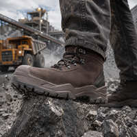 Botas de Seguridad de Cuero Nubuck Impermeables con Puntera de Material Compuesto, Calzado de Seguridad Industrial Antipinchazos, Calzado de Seguridad de Corte Medio con Suela de Goma PU