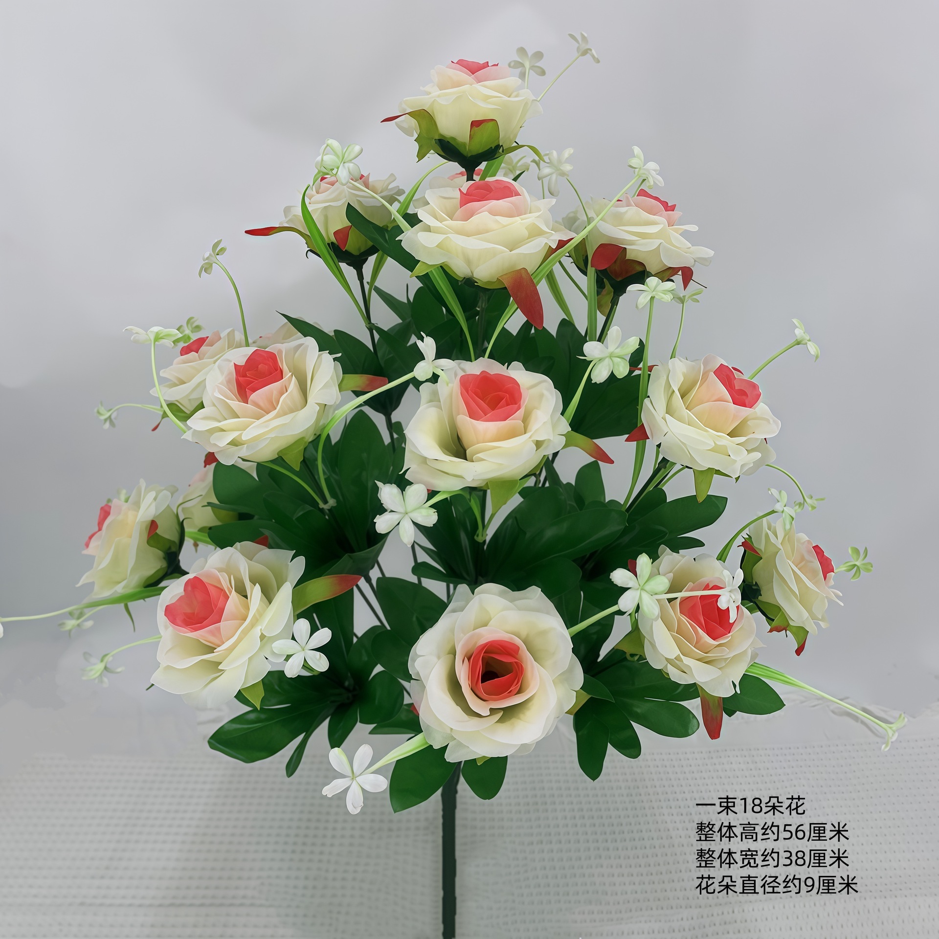 18 tiges hautes princesse rose coeur rouge blanc