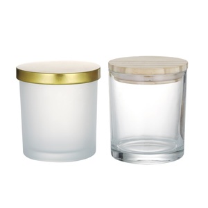 Personalizzato colorato 10oz 14oz rosso bianco nero ambra <span class=keywords><strong>blu</strong></span> trasparente smerigliato contenitore candela barattoli di vetro con coperchio in legno di bambù in vendita - Product Image 5