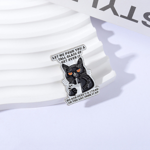 Pin de Esmalte con Diseño de Gato Negro 'Déjame Servirte una Taza Alta de <span class=keywords><strong>Get</strong></span> <span class=keywords><strong>Over</strong></span> <span class=keywords><strong>It</strong></span>', Divertido y Humorístico, Broche para Bolsa, Solapa, Joyería, Regalo para Amigos - Product Image 2