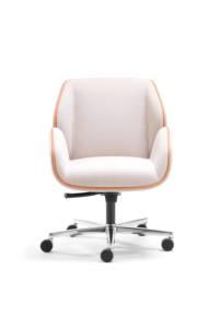 Silla de Oficina Ejecutiva Giratoria Ergonómica de Diseño Moderno Suoni con Acabado en Cuero y Estructura de Madera para Reuniones - Product Image 2