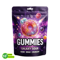 Sachet Doypack personnalisé imprimé pour bonbons gélifiés, refermable avec fermeture éclair, fond plat, emballage alimentaire, finition mate, vente en gros