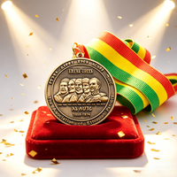 [LuckyCraft/2026] Medaglie Commemorative Personalizzate con Rilievo 3D, in Lega di Zinco Ottone Anticato, con Nastro Bandiera Etiope