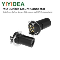 Conector SMT M12, Conector Circular Chapado en Oro, Resistente al Agua IP67/IP68, para Montaje en Superficie de PCB, Código A B X D