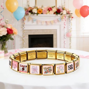 도매 최신 스테인리스 스틸 이탈리아 참 브레이슬릿 링크스 맞춤형 마마&맘 참 어머니의 날 DIY 제작 쥬얼리 선물 - Product Image 3