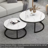 Ensemble de tables basses gigognes rondes deux pièces, style moderne pour la maison, table d'appoint, table d'angle, table basse, base en MDF et fer magnifiques
