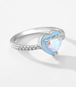 S925 Silver Heart Shape <b>Crystal</b> <b>Ring</b> Rhodium Plated Pave Setting Romantic Women's Gemstone Jewelry - Product Image 3