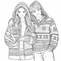 Pull à capuche assorti pour frères et sœurs, motif flocon de neige Fair Isle, tricot jacquard, cardigan zippé, tenue pour frère et sœur
