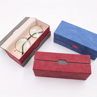 Étui à lunettes rectangulaire classique double couche semi-rigide, style rétro, pliable, en cuir PU, avec fermeture à bouton-pression, personnalisable