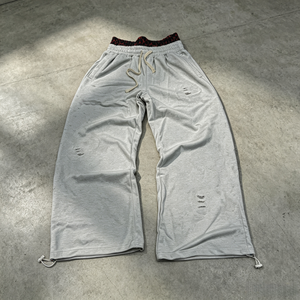 Pantalon de survêtement double taille pour homme, délavé à l'acide et effet usé, nouveau design, tendance, best-seller - Product Image 2