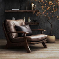 Fauteuil simple vintage en bois massif pour salon, style moderne et épuré, avec revêtement en peluche 3A, style Wabi-Sabi, décontracté et rétro, pieds en bois de frêne, pour la maison