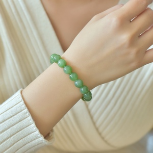 หยกเขียวธรรมชาติ หยกเฮเทียน ลูกปัดกลม สร้อยข้อมือ จี้ห้อยคอ 10 มม. สำหรับผู้หญิง พลอยธรรมชาติ หยกหายาก คริสตัล - Product Image 4