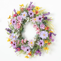 40-50cm Handgemaakte Zijden Elegante Multi-stijl Paas Bloemenkrans Creatieve Lente Daisy Garland Luxe Deurhangdecoratie voor Thuis
