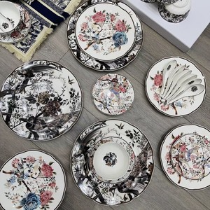Service de table en porcelaine de luxe européen, 41 pièces, en porcelaine fine, motif végétal, logo personnalisé, vente chaude - Product Image 3