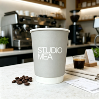 Gobelets à café jetables en carton biodégradable, écologiques, de qualité alimentaire, épais, anti-fuite, avec logo personnalisé pour restaurant, bureau, fête